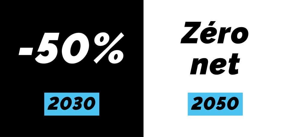 -50 % en 2030 et objectif Zéro net en 2050 pour les émissions carbone