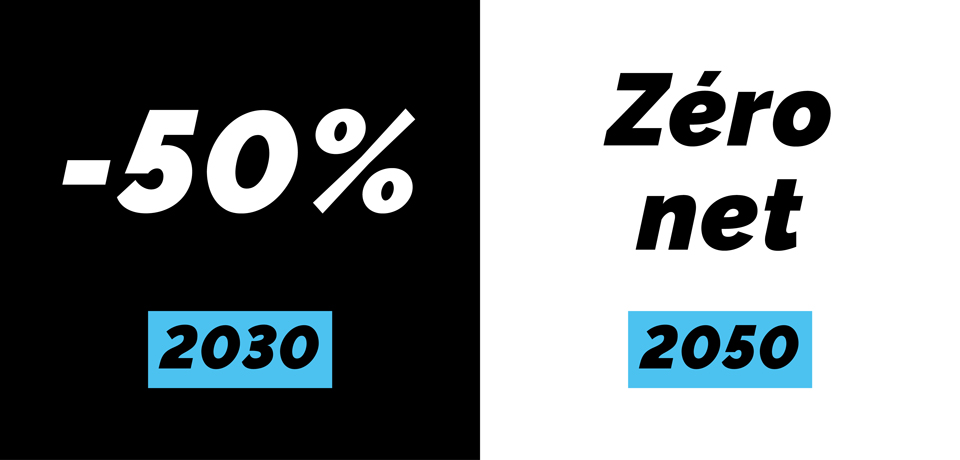 -50 % en 2030 et objectif Zéro net en 2050 pour les émissions carbone