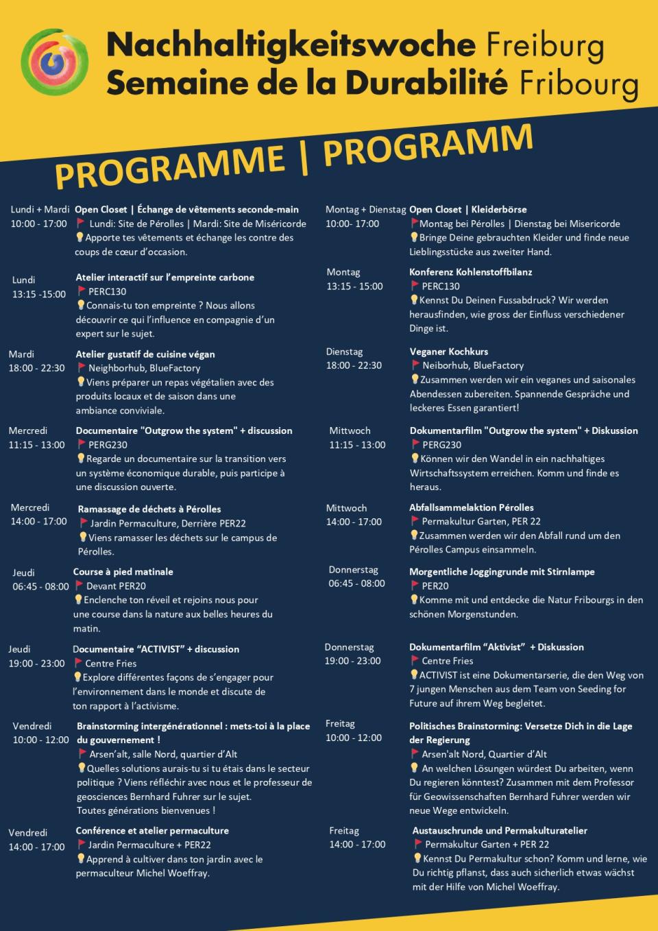 Programme Semaine de la durabilité